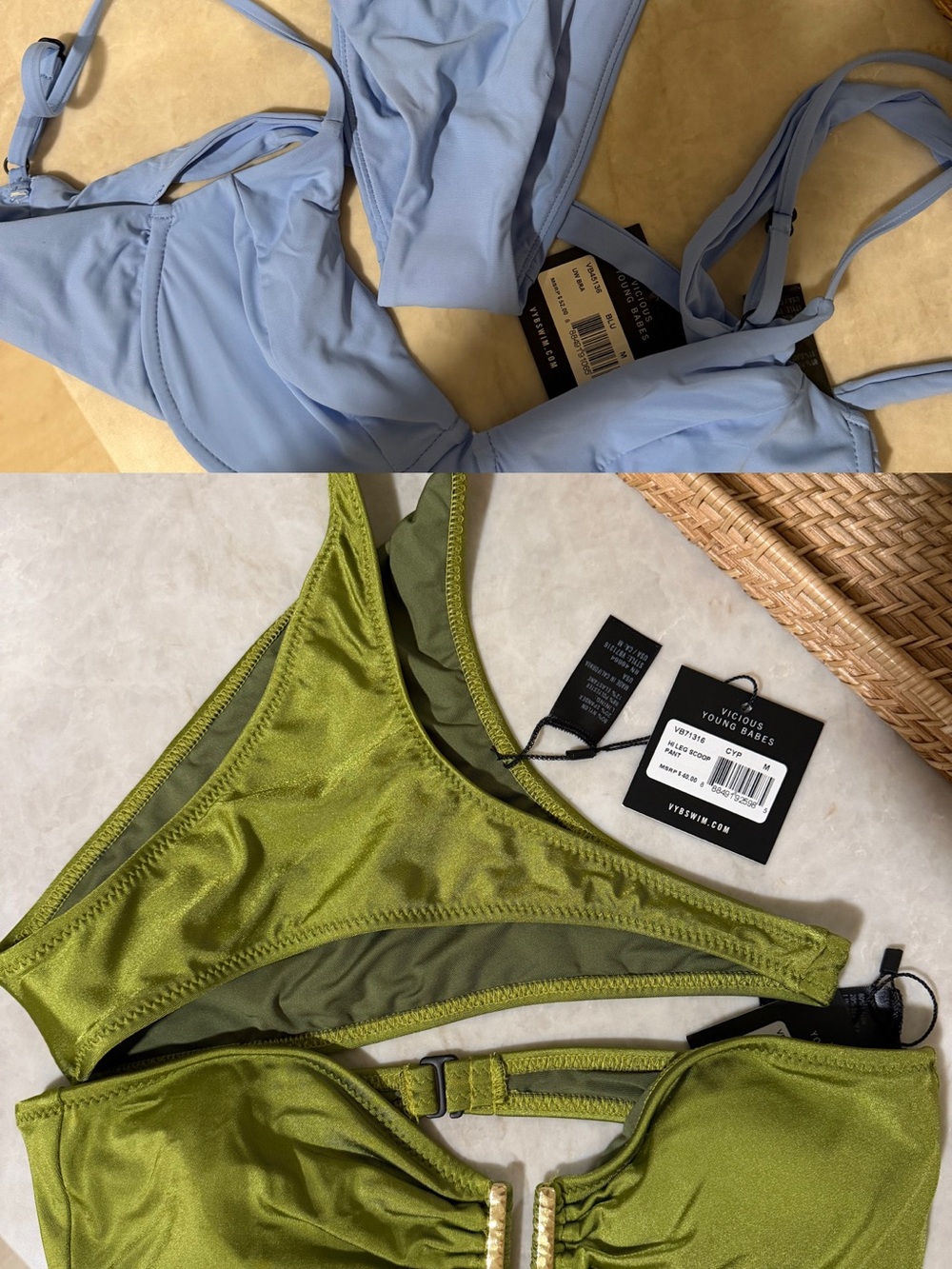 2 sets VYN BIKINI TOP AND BOTTOM BLUE GREEN SIZE M